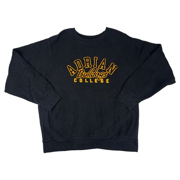 VTG Adrian College Bulldogs Black SPELL OUT Gear For Sports Sweatshirt SZ L - Picture 1 of 4